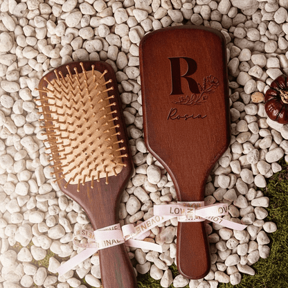 Personalized Bridesmaid Wooden Comb – Custom Name Airbag Hair Brush Wedding Party Gift