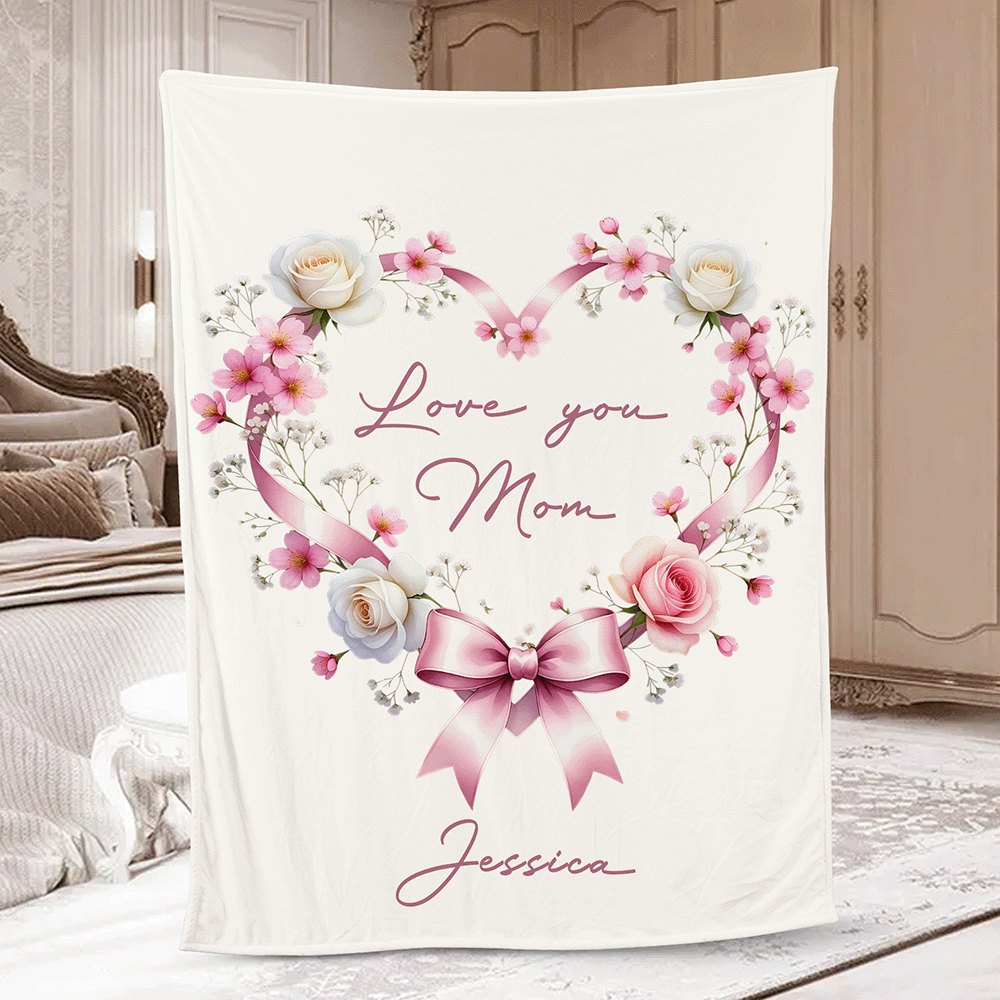 Custom Name Heart Flower Card – Romantic Personalized Gift