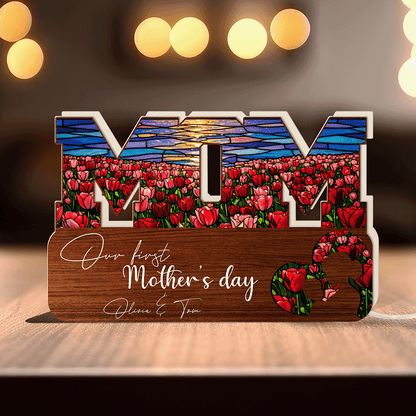 First Mother’s Day MOM Plaque – Personalized Acrylic Light Box Keepsake