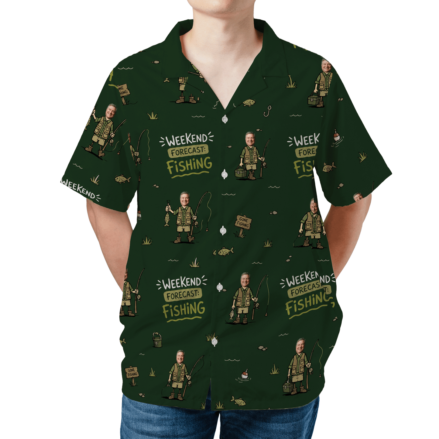 Grandpa Super Hero Custom Photo Hawaiian Shirt – Personalized Father’s Day Gift for Grandpa | Weekend Fishing & Tropical Summer Shirt