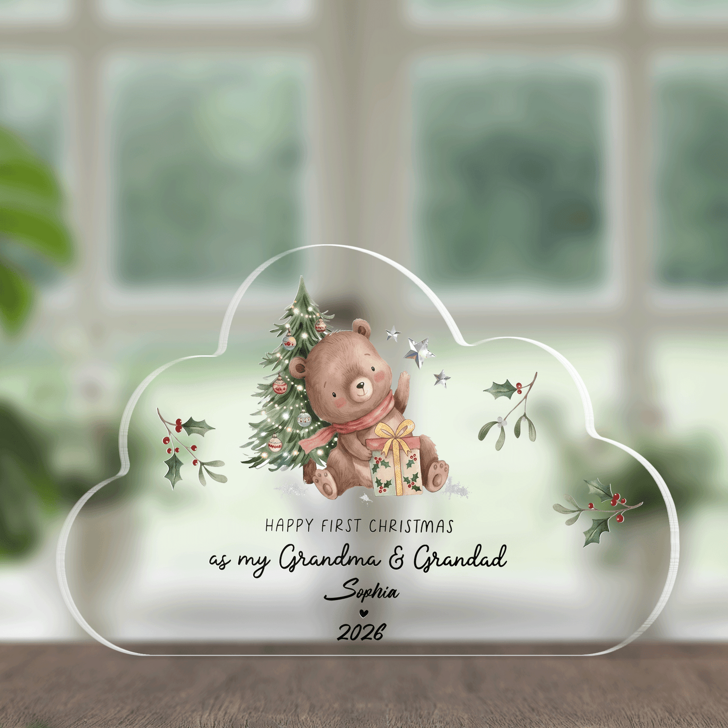 Personalized Happy First Christmas as My Grandma & Grandad Acrylic Plaque with Custom Name