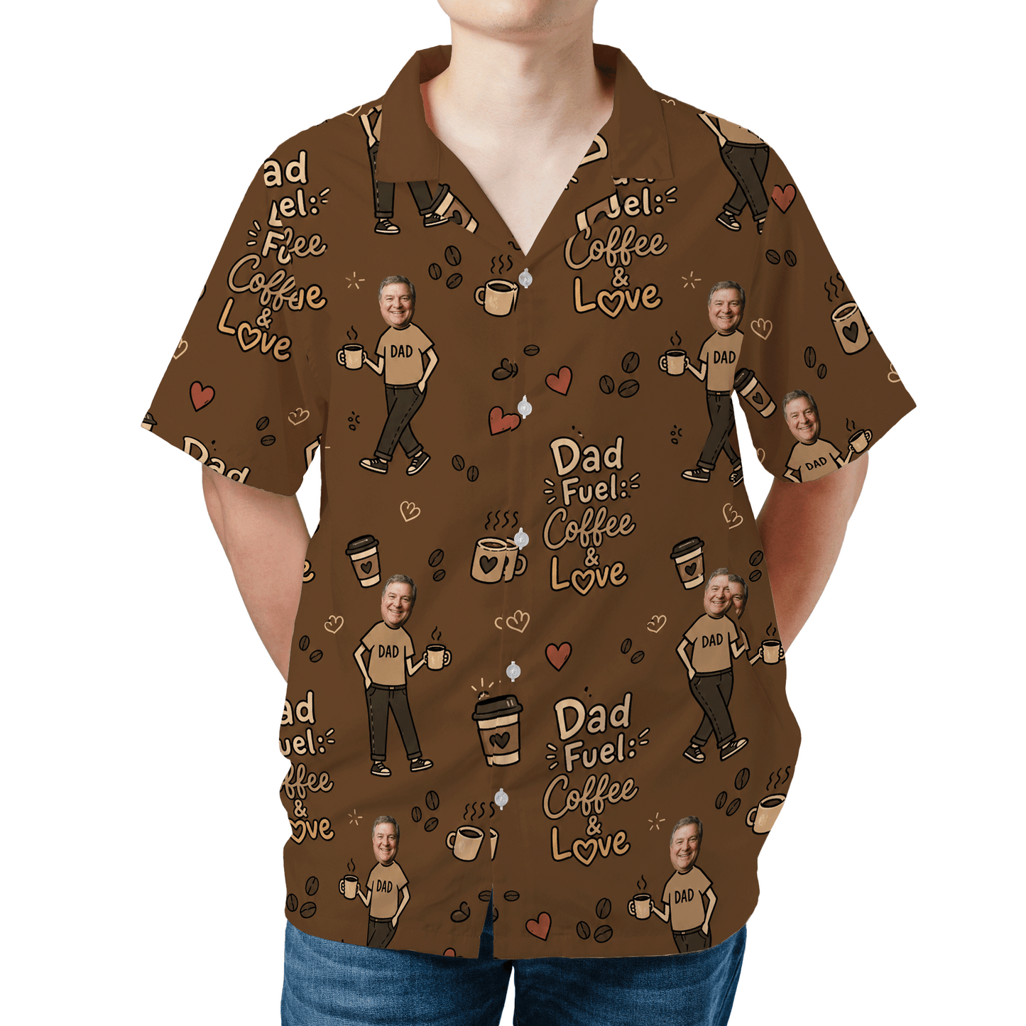 Dad Fuel Coffee And Love Hawaiian Shirt | Personalized Father's Day Gift for Dad