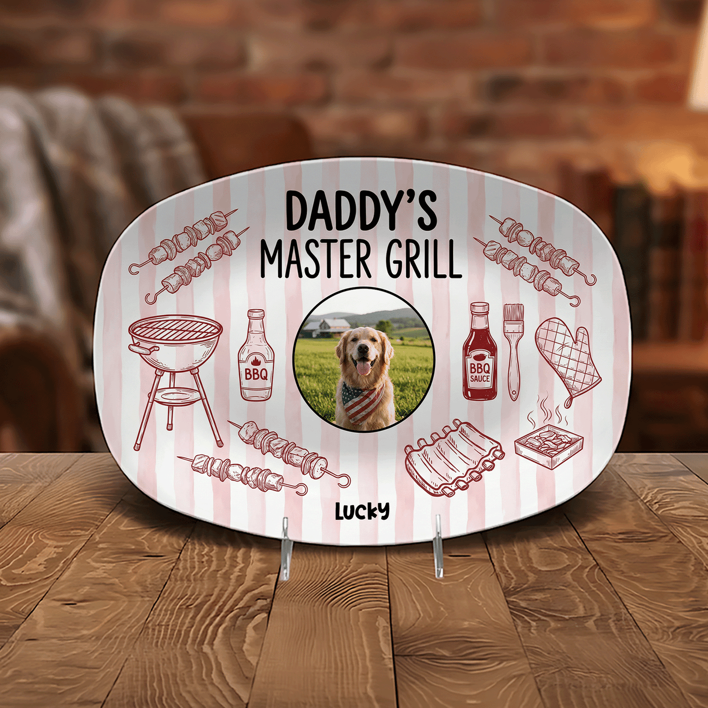 Personalized “Daddy’s Master Grill” Decorative Plate – BBQ Keepsake for Dad