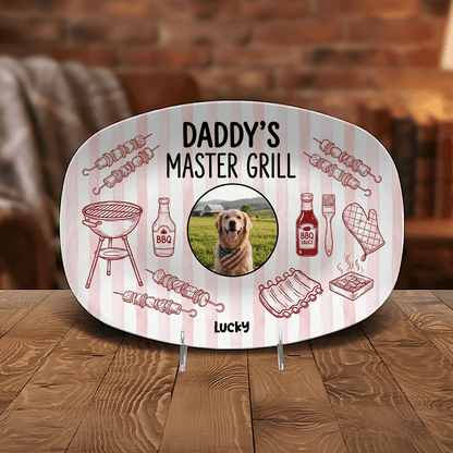 Personalized “Daddy’s Master Grill” Decorative Plate – BBQ Keepsake for Dad