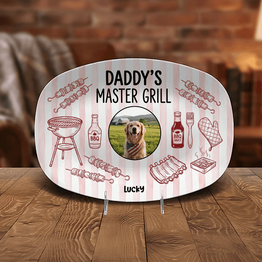 Personalized “Daddy’s Master Grill” Decorative Plate – BBQ Keepsake for Dad