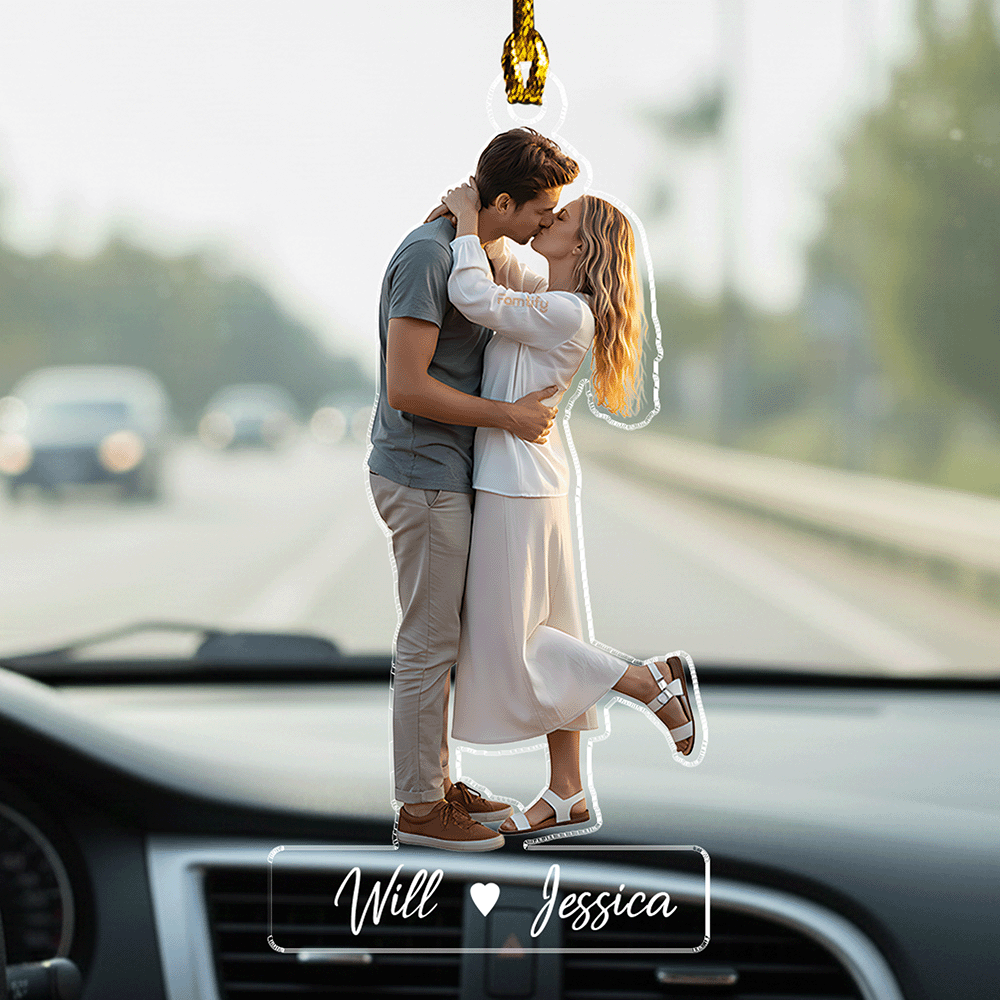 Our Love on the Road – Meaningful Car Gift for Couples – Personalized Couple Custom Shape Car Ornament