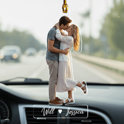 Our Love on the Road – Meaningful Car Gift for Couples – Personalized Couple Custom Shape Car Ornament