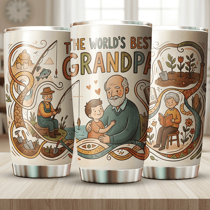 The World’s Best Grandpa 20oz Tumbler – Stainless Steel Travel Mug Gift for Grandpa