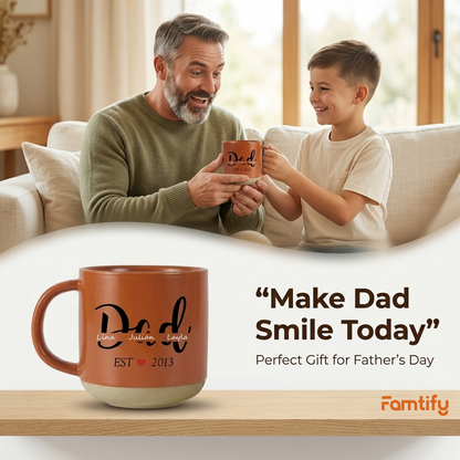 Personalized Established Year Clay Mug for Dad – Custom Name Father’s Day Gift, Dad Est. Coffee Mug
