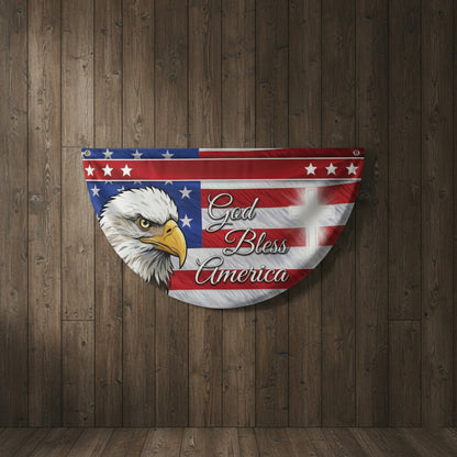 Custom Family Name Patriotic Eagle God Bless America Non-Pleated Fan Flag