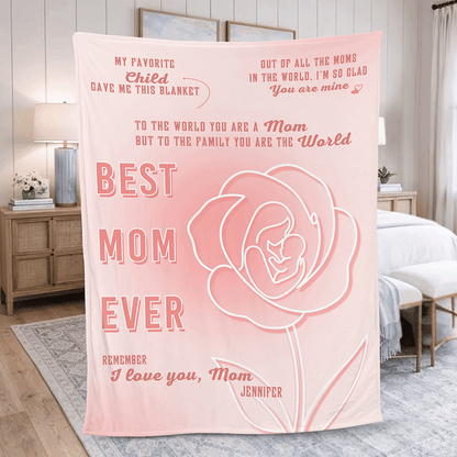 Mama Bear Floral Love Design – Personalized Sherpa Blanket with Grandchildren Names – Mother’s Day Gift for Mom – Custom Cozy Throw