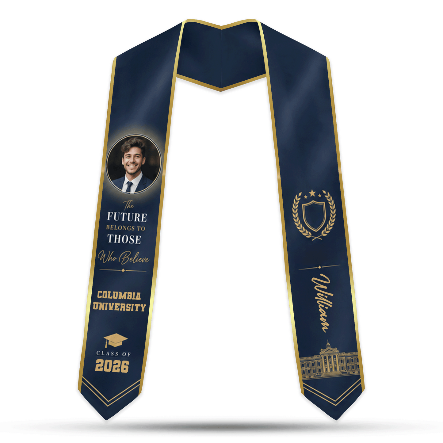 Personalized The Future Belongs to Those Who Believe Graduation Stole – Custom Photo and Name