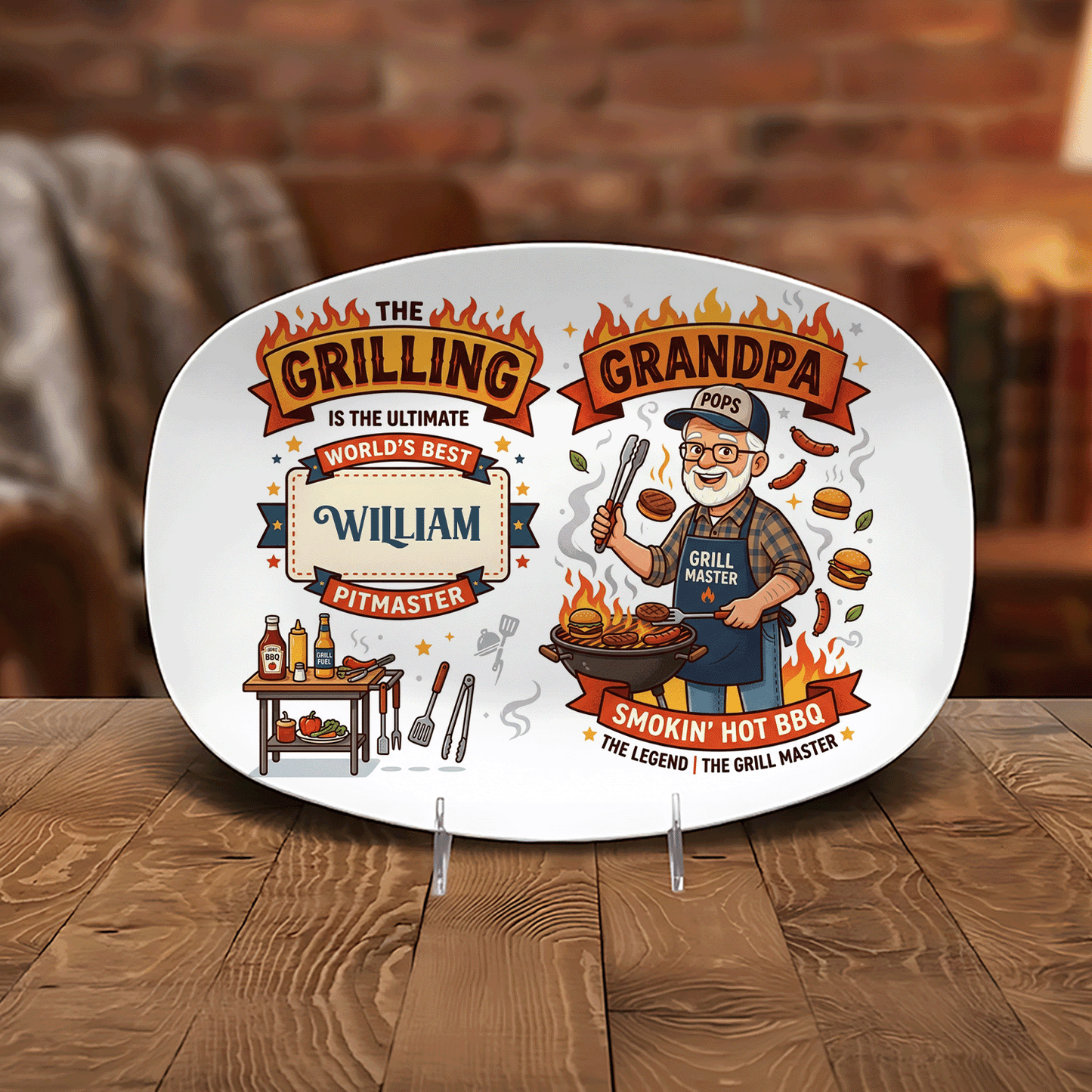 Personalized The Grilling Is The Ultimate World’s Best Grandpa Decorative Plate – Custom Name BBQ Keepsake
