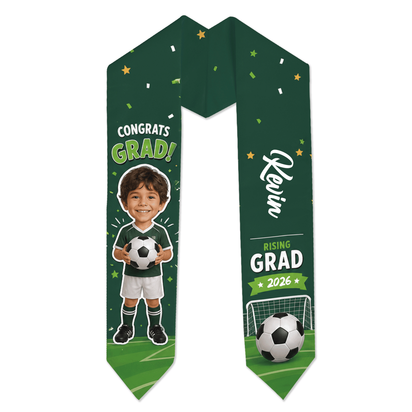 Personalized Soccer Kid Graduation Stole – Custom Photo