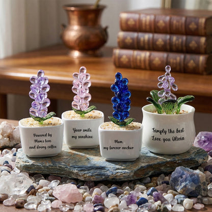 Personalized Grape Hyacinth Glass Pot – Ocean Floral Planter Gift