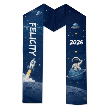 Personalized Astronaut Kid Graduation Stole – Custom Name