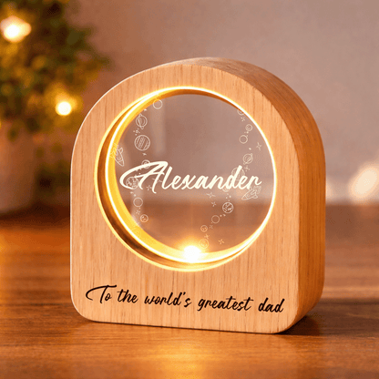 Personalized Round Night Light – “To The World’s Greatest Dad” Custom Gift