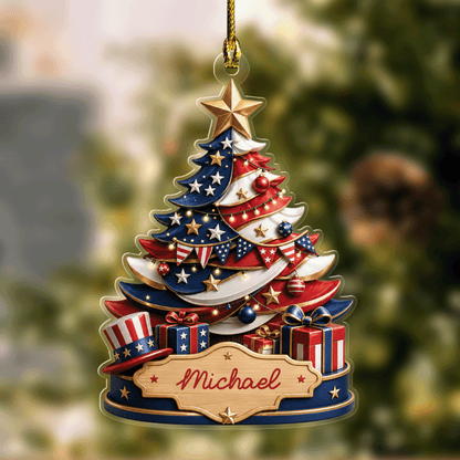Personalized Christmas Tree Acrylic Christmas Ornament, Custom Name Holiday Gift