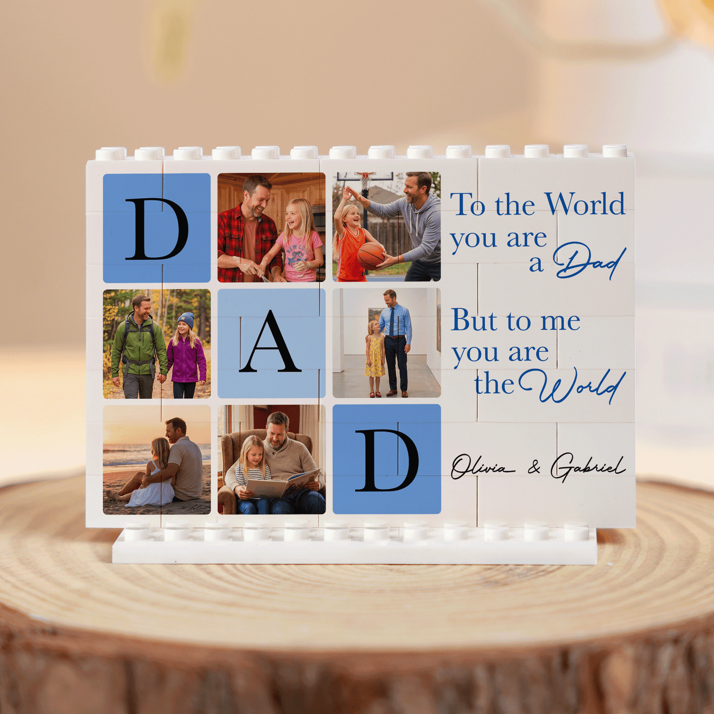 To The World You Are A Dad – Personalized Photo Building Block Desk Decor for Father’s Day