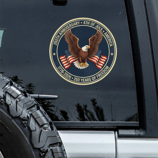 USA 250 Years Strong Vinyl Decal - Patriotic Car Window Sticker