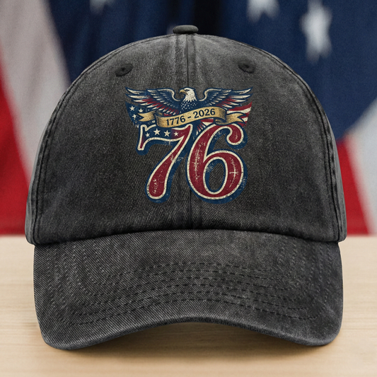 1776 USA Independence Day Washed Denim Cap – Custom Name Patriotic Family Gift
