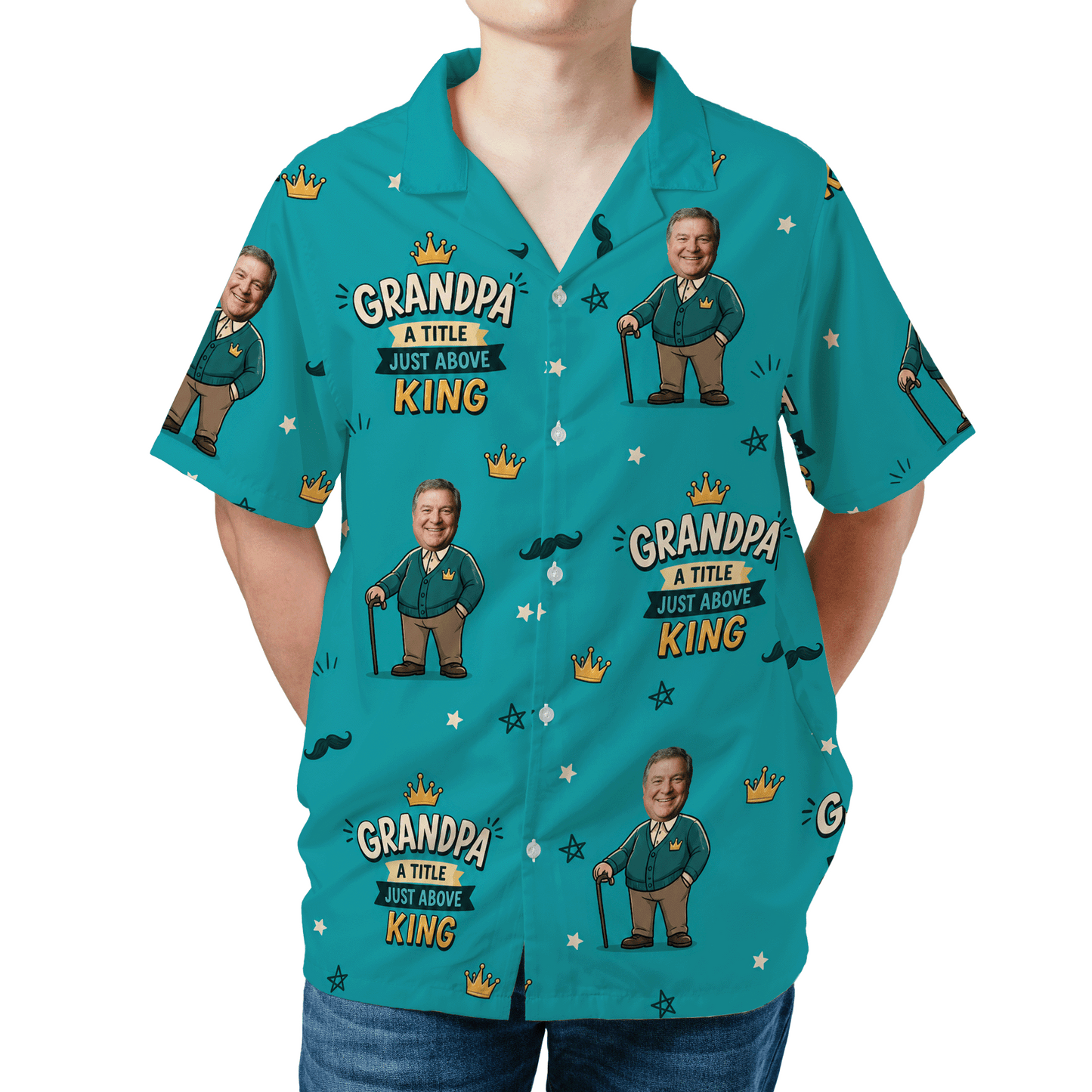 Grandpa A Title Just Above King Hawaiian Shirt – Personalized Tropical Gift for Grandpa