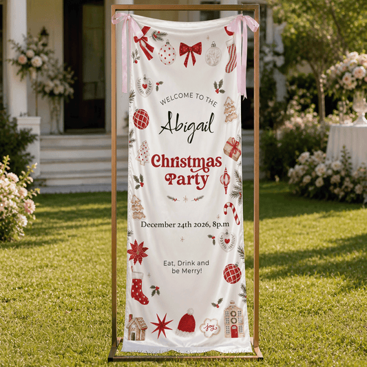 Custom Christmas Party Fabric Welcome Banner