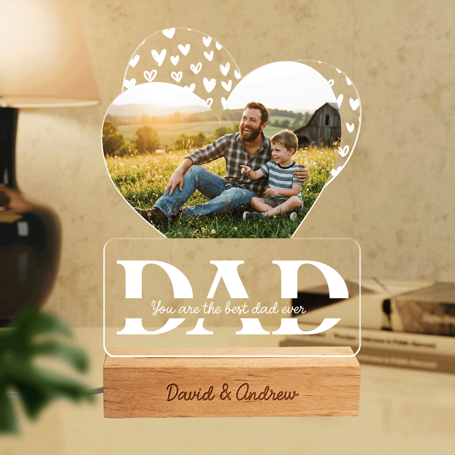 Personalized You Are The Best Dad Ever Photo Night Light – Custom Name LED Acrylic Lamp Gift for Dad