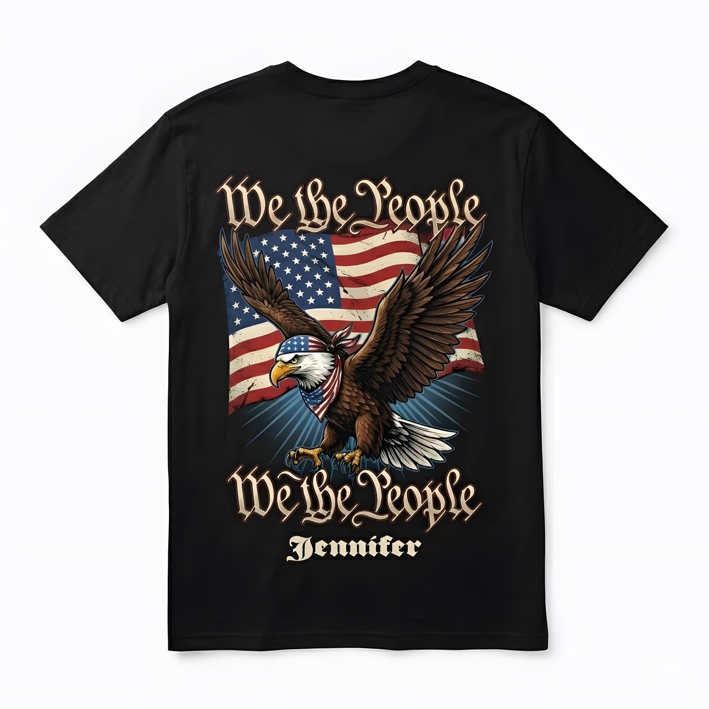 We The People 250 Years Of Freedom USA Eagle Flag Shirt Personalized Patriotic Back Tee
