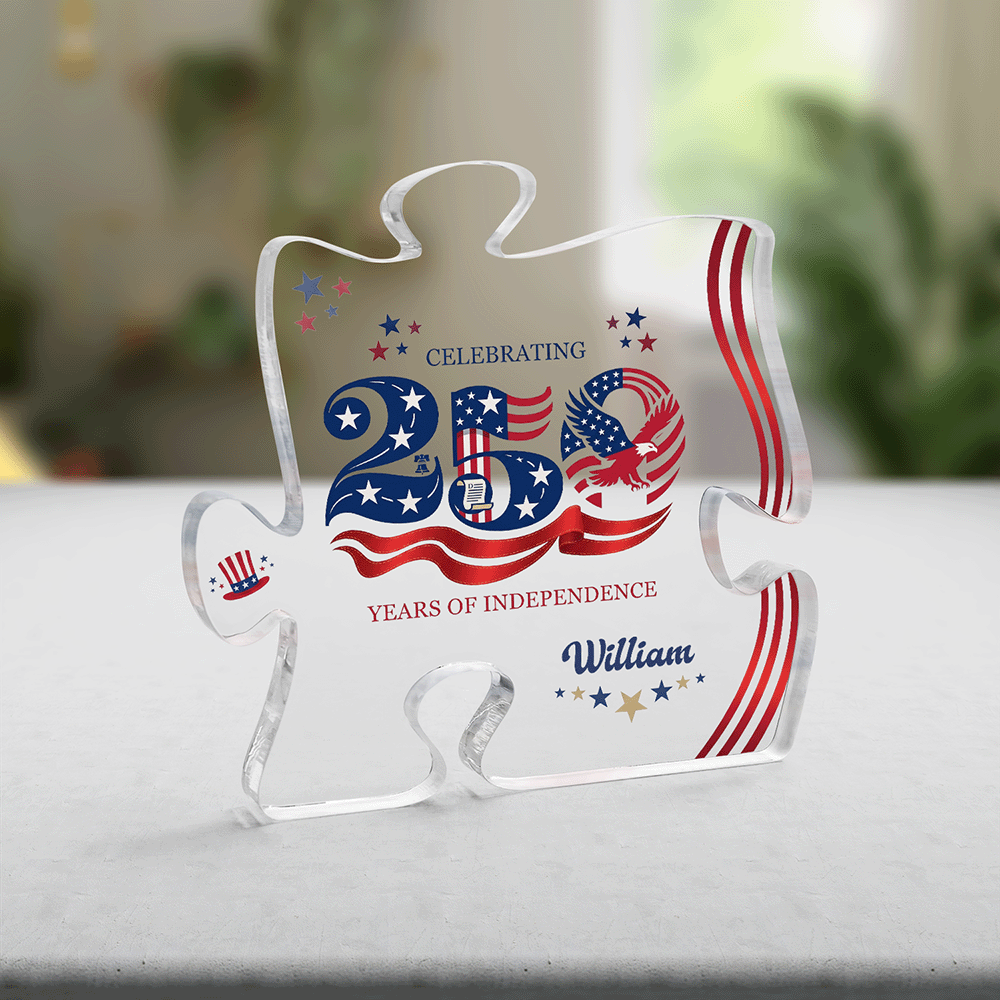 Personalized USA 250th Anniversary Acrylic Plaque – Custom Name Patriotic Keepsake