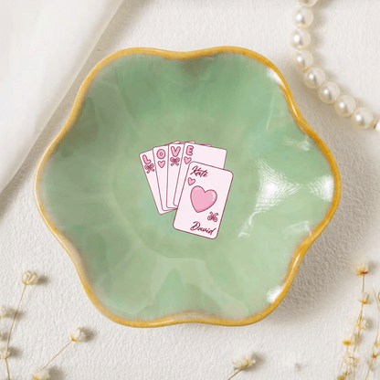 Personalized Love Flower Trinket Dish – Custom Name Center Jewelry Holder