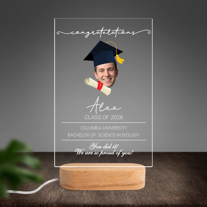 Personalized You Did It, We Are So Proud of You Photo Night Light with Custom Photo