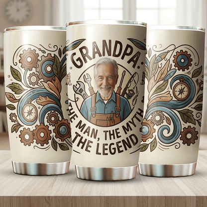 Grandpa The Man The Myth The Legend 20oz Tumbler – Personalized Custom Name Travel Mug