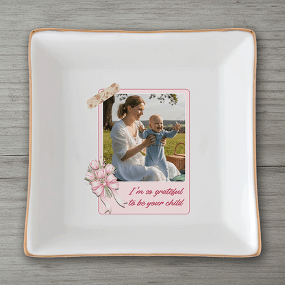 I Love You Mom Personalized Photo Jewelry Dish – Custom Mother’s Day Gift for Mom