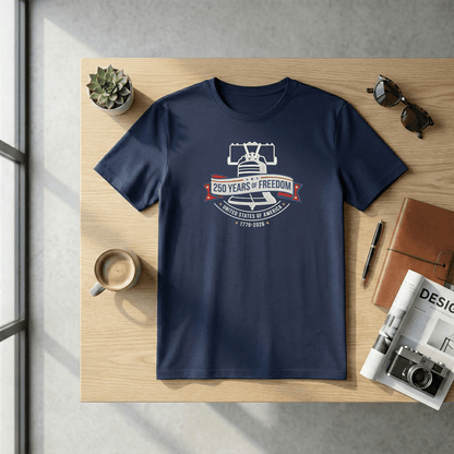 USA 1776-2026 Liberty Bell Patriotic Embroidered T-Shirt 250th Anniversary Shirt