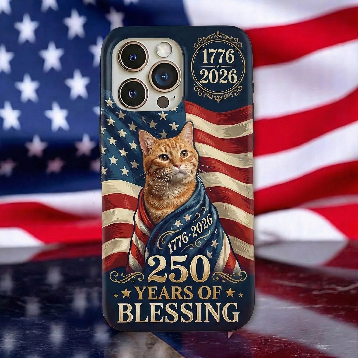 Custom Photo My Dog, Cat 250 Years 1776 2026 Patriotic American Phone Case