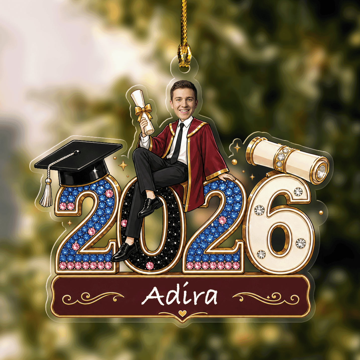 Personalized Class of 2026 Boy Photo Acrylic Ornament – Custom Graduation Keepsake