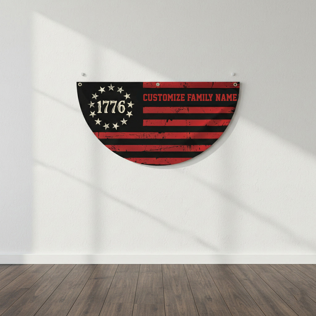 Custom Family Name We The People America Non-Pleated Flag