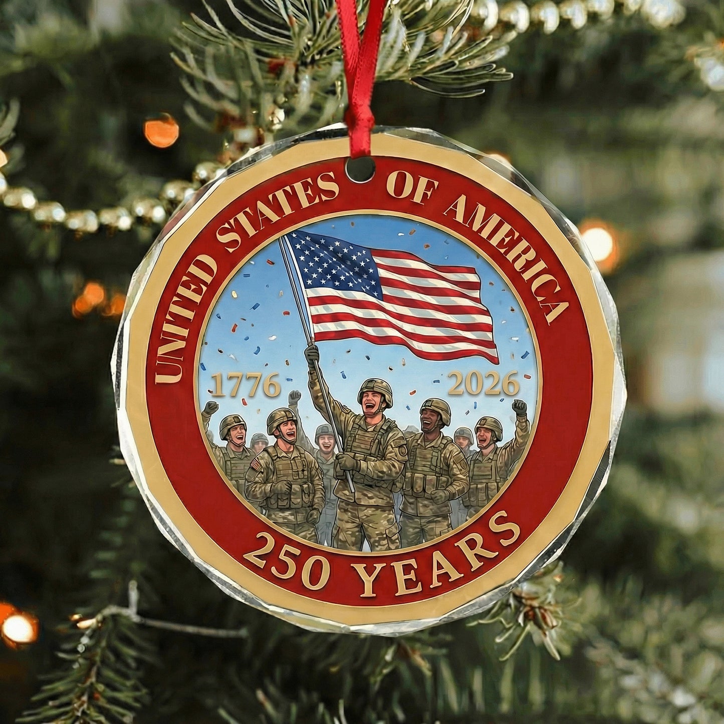 United States of America 250th Anniversary Glass Ornament – Patriotic USA Keepsake