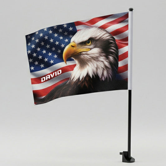 Personalized American Eagle Patriotic Car Flag – Custom Name USA Independence Flag
