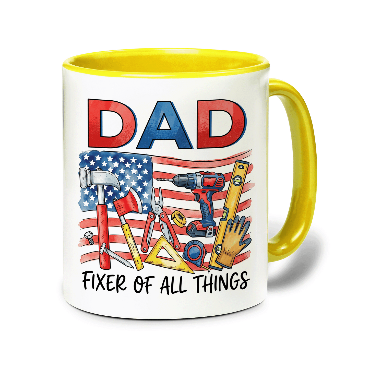Personalized Dad Fixer Of All Things Accent Mug – Custom Photo Coffee Mug for Dad