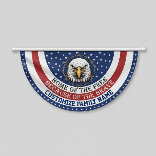 Custom Family Name Home Of The Free Because Of The Brave Non-Pleated Fan Flag