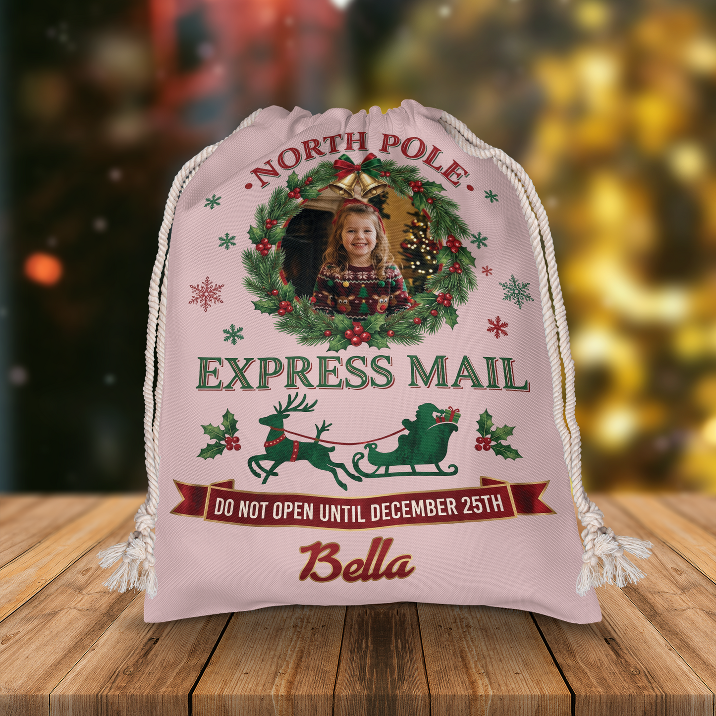 Personalized Express Mail Christmas Sack, Custom Photo Santa Gift Bag