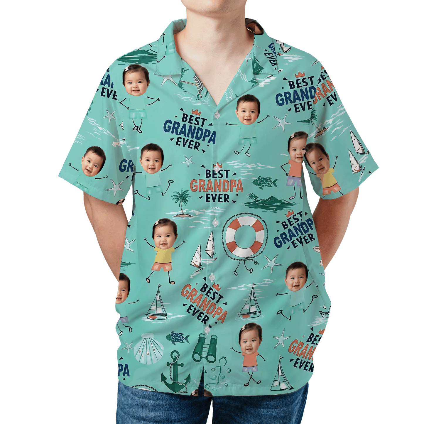 Personalized Hawaiian Shirt for Grandpa – “Best Grandpa Ever” Custom Gift