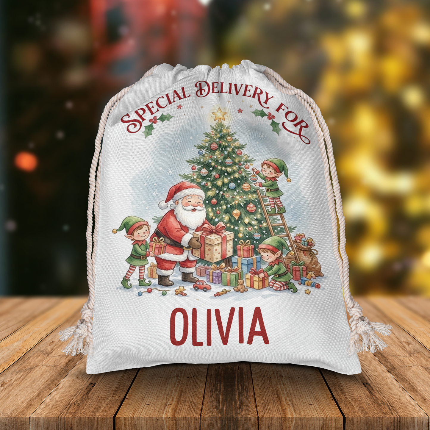 Personalized Santa Special Delivery Christmas Sack, Custom Name Santa Gift Bag