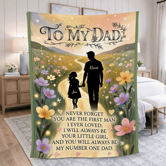 To My Dad Blanket From Daughter – Sentimental Father’s Day Gift | Personalized Rustic Family Keepsake Throw
