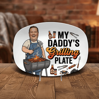 Personalized My Daddy’s Grilling Plate – Custom Photo BBQ Keepsake