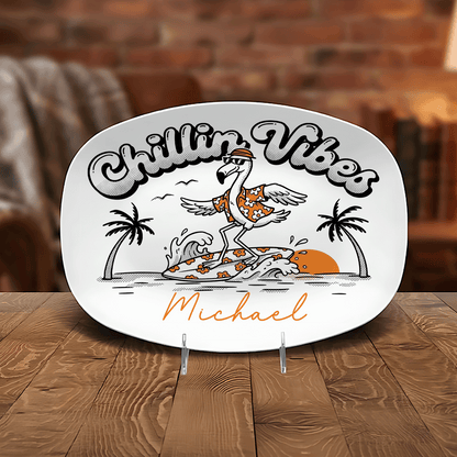 Personalized Chilling Vibe For Dad Decorative Plate – Custom Name Relaxing Dad Keepsake