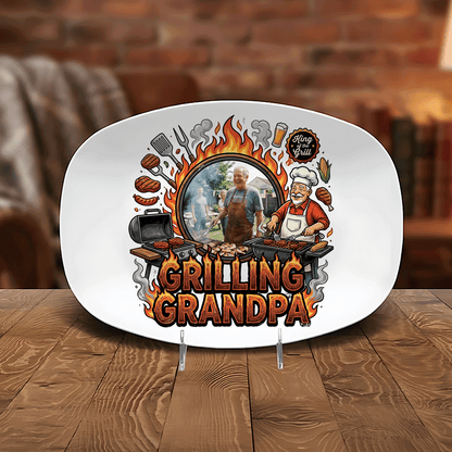 Personalized Grilling Grandpa Decorative Plate – Custom Name BBQ Keepsake for Grandpa