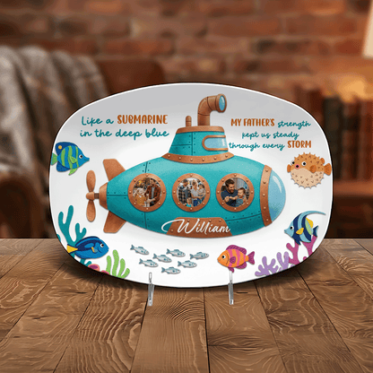 Personalized “My Father, My Submarine” Decorative Plate – Custom Name Navy Keepsake
